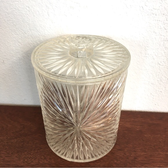 Vintage MCM Clear Atomic Starburst Acrylic container with Lid OS Lucite jar - Picture 2 of 5